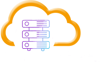 a cloud with a hosting server logo