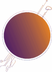 a circular object with a purple and orange circle, symbol für digitalisierung