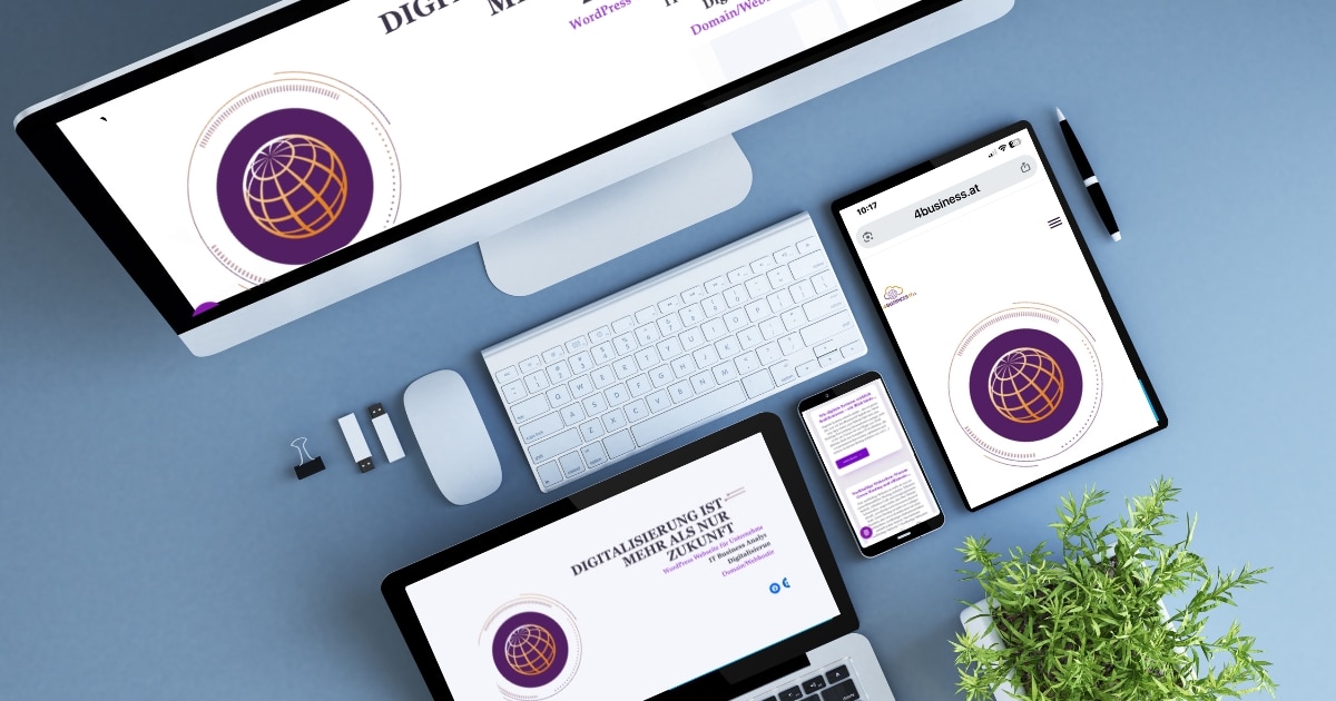 Webseite auf Desktiop, Laptop und Smartphone - responsive Darstellung einer Unternehmenswebseite zur Kundengewinnung